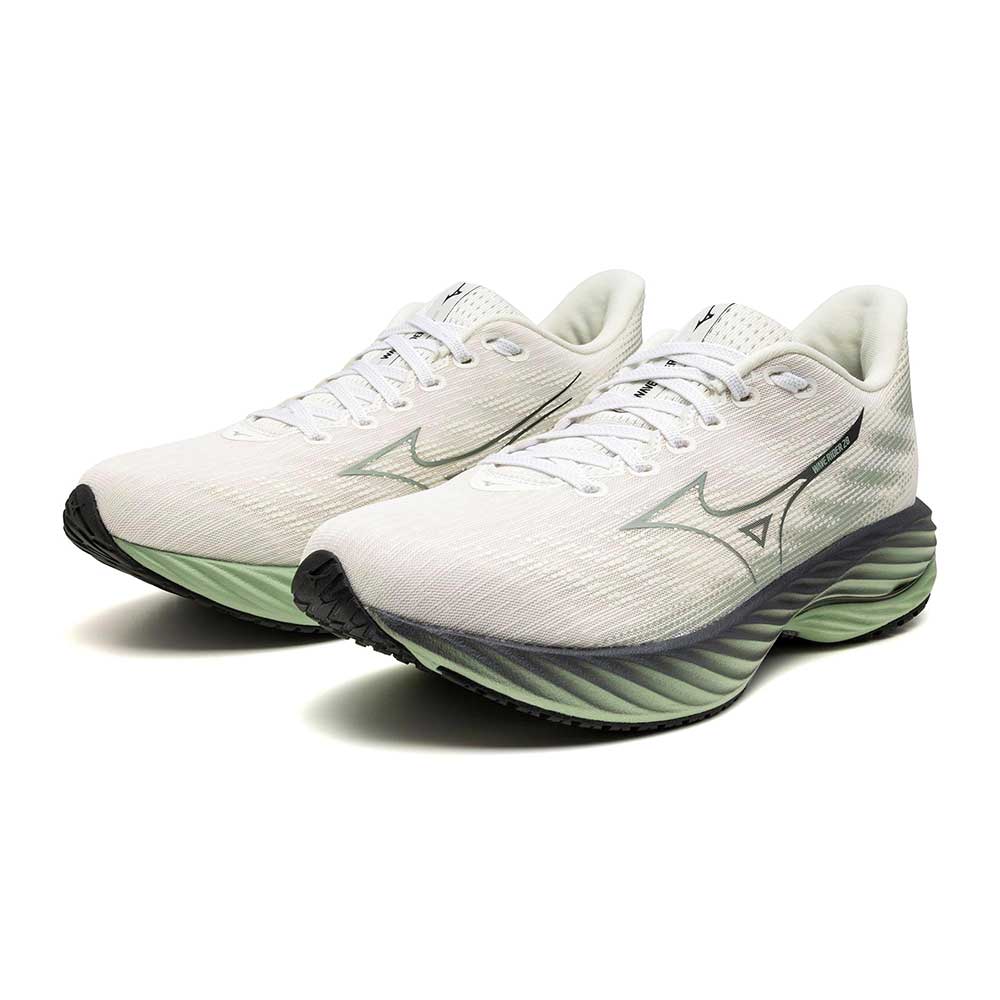 Men's Wave Rider 28 Running Shoe - Snow White/Frosty Green - Regular (D)