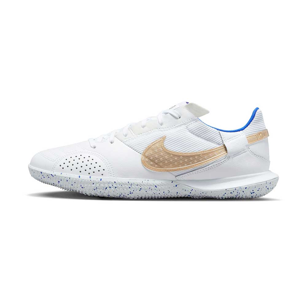 Unisex Nike Streetgato IC Soccer Shoes - White/Metallic Gold/Hyper Royal - Regular (D)