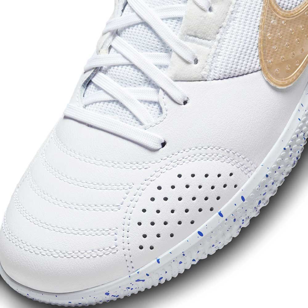 Unisex Nike Streetgato IC Soccer Shoes - White/Metallic Gold/Hyper Royal - Regular (D)