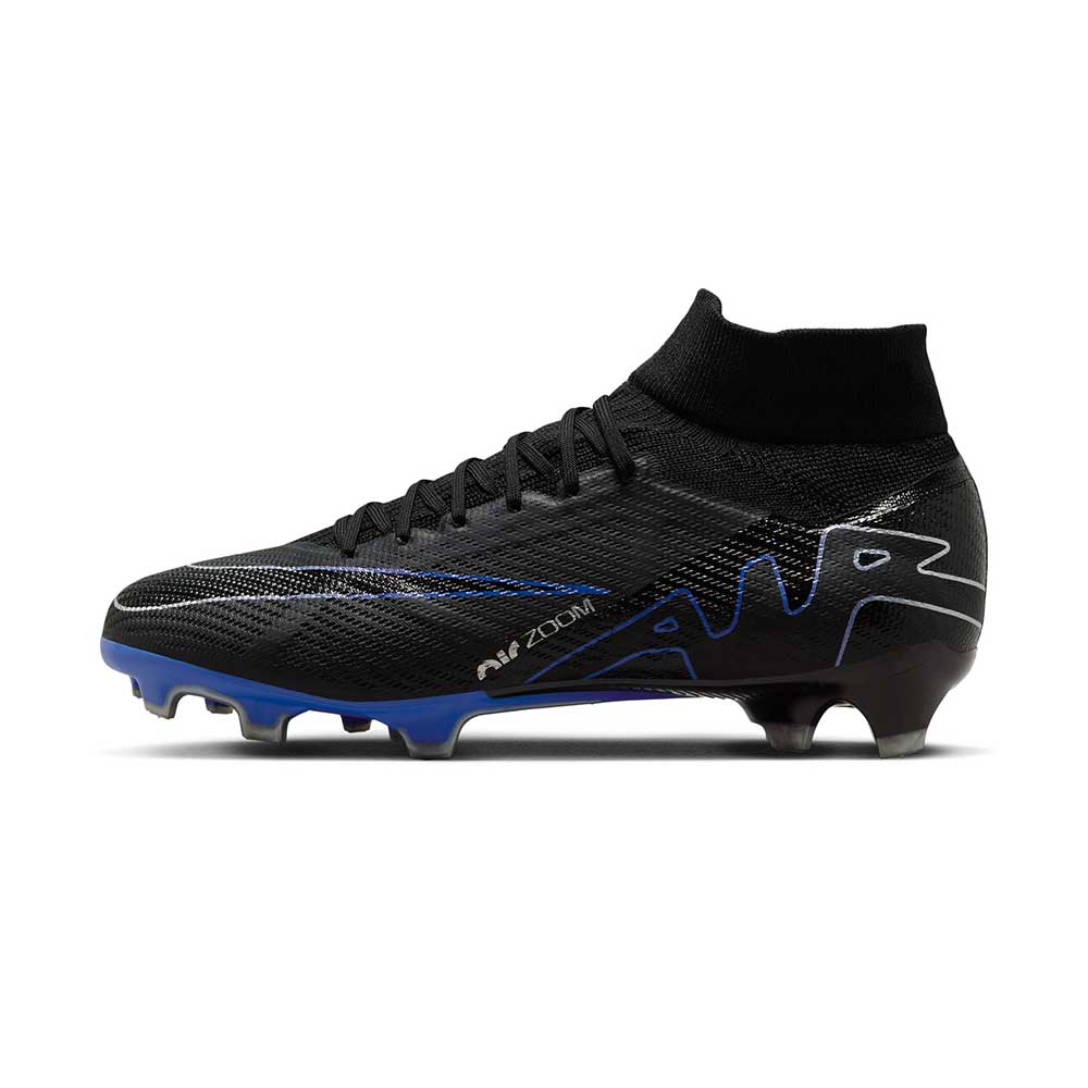 Unisex Nike Zoom Mercurial Superfly 9 Pro FG Soccer Shoe - Black/Chrome-Hyper Royal- Regular (D)