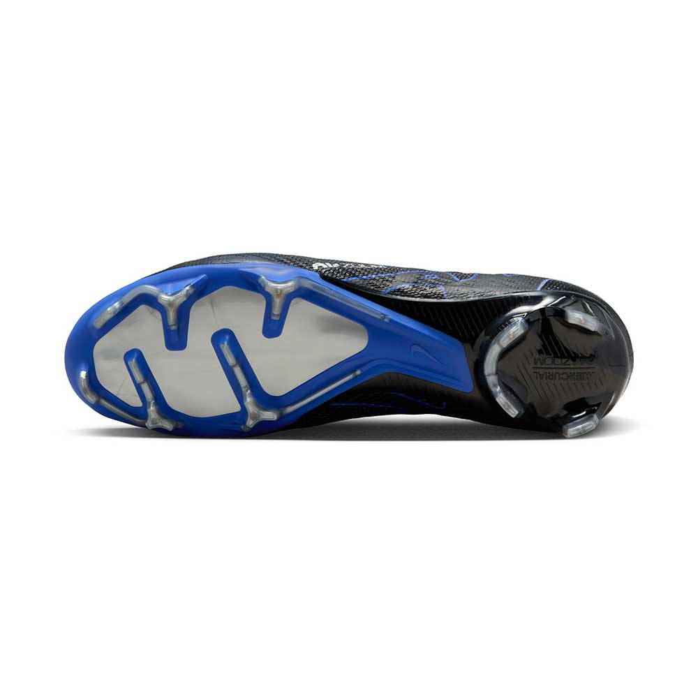 Nike Zoom Mercurial Vapor 15 Pro FG Soccer Cleat- Black/Chrome-Hyper Blue- Regular (D)