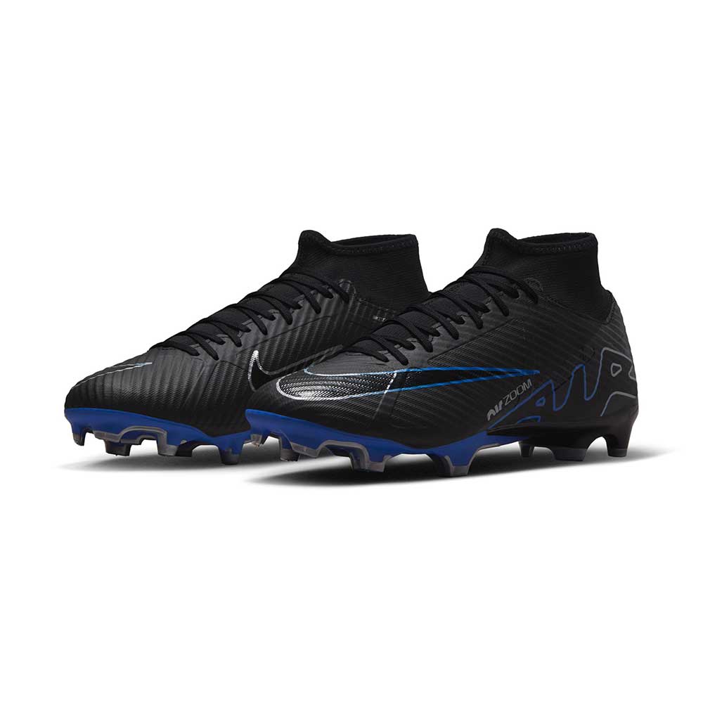 Nike Zoom Mercurial Superfly 9 Academy MG Soccer Cleat - Black/Chrome-Hyper Royal- Regular (D)