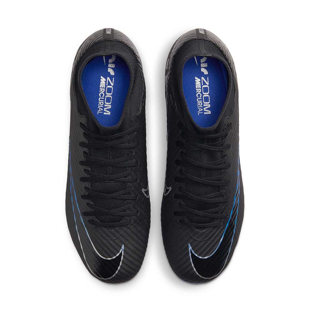 Nike Zoom Mercurial Superfly 9 Academy MG Soccer Cleat - Black/Chrome-Hyper Royal- Regular (D)