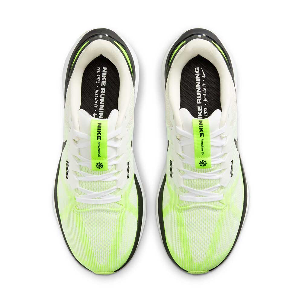 Men's Nike Air Zoom Structure 25 Running Shoe - White/Black-Volt-Phantom - Regular (D)