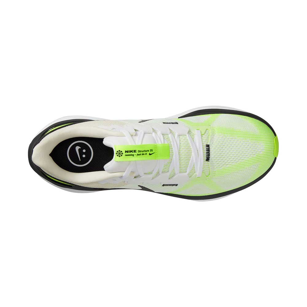 Men's Nike Air Zoom Structure 25 Running Shoe - White/Black-Volt-Phantom - Regular (D)