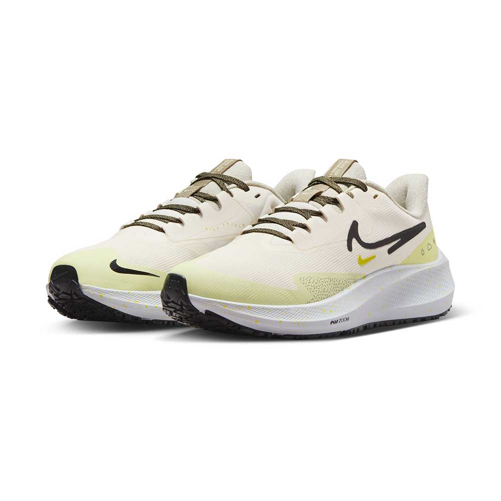 Women's Pegasus Shield Running Shoe - Pale Ivory/Neutral Olive/Luminous Green/Black - Regular (B)