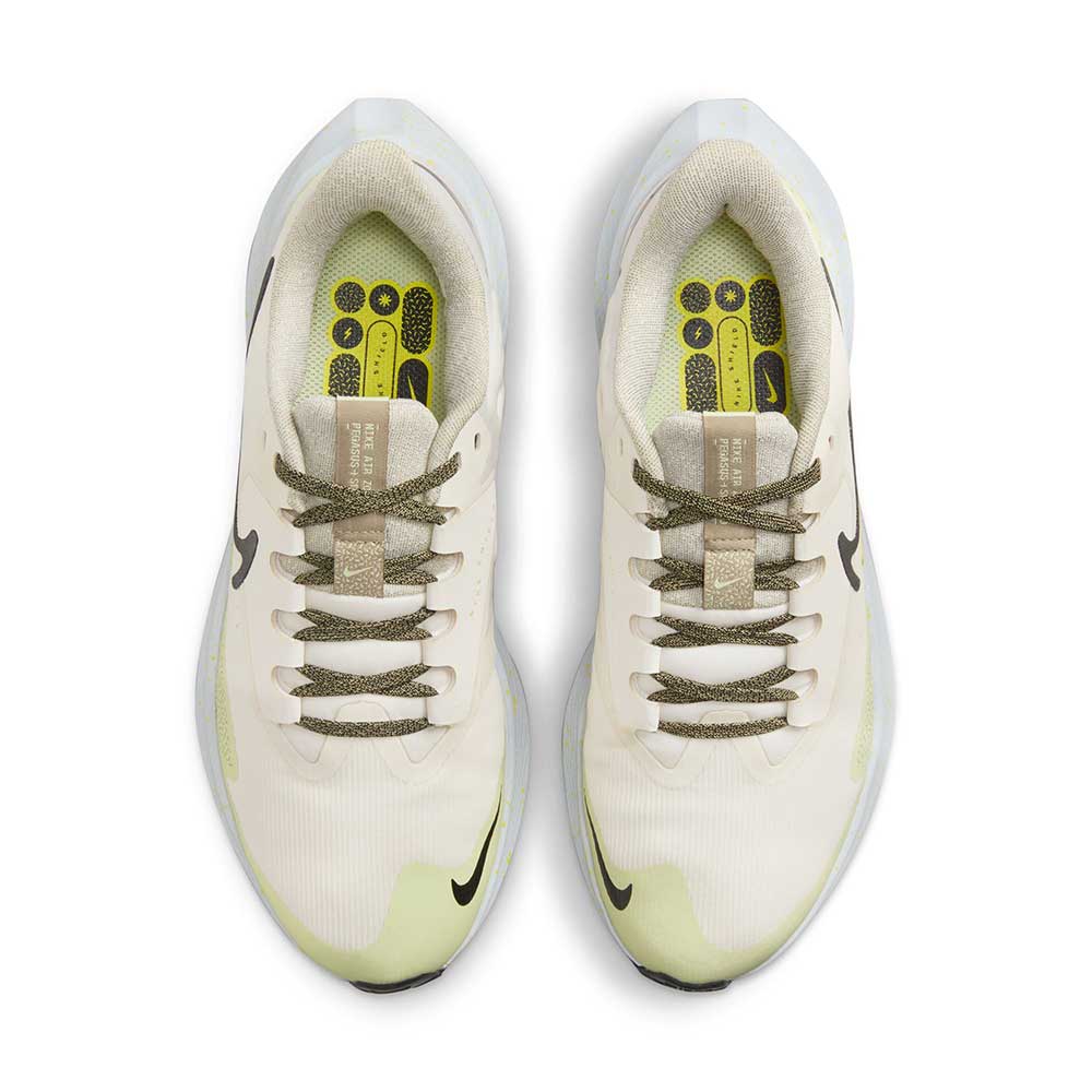 Women's Pegasus Shield Running Shoe - Pale Ivory/Neutral Olive/Luminous Green/Black - Regular (B)