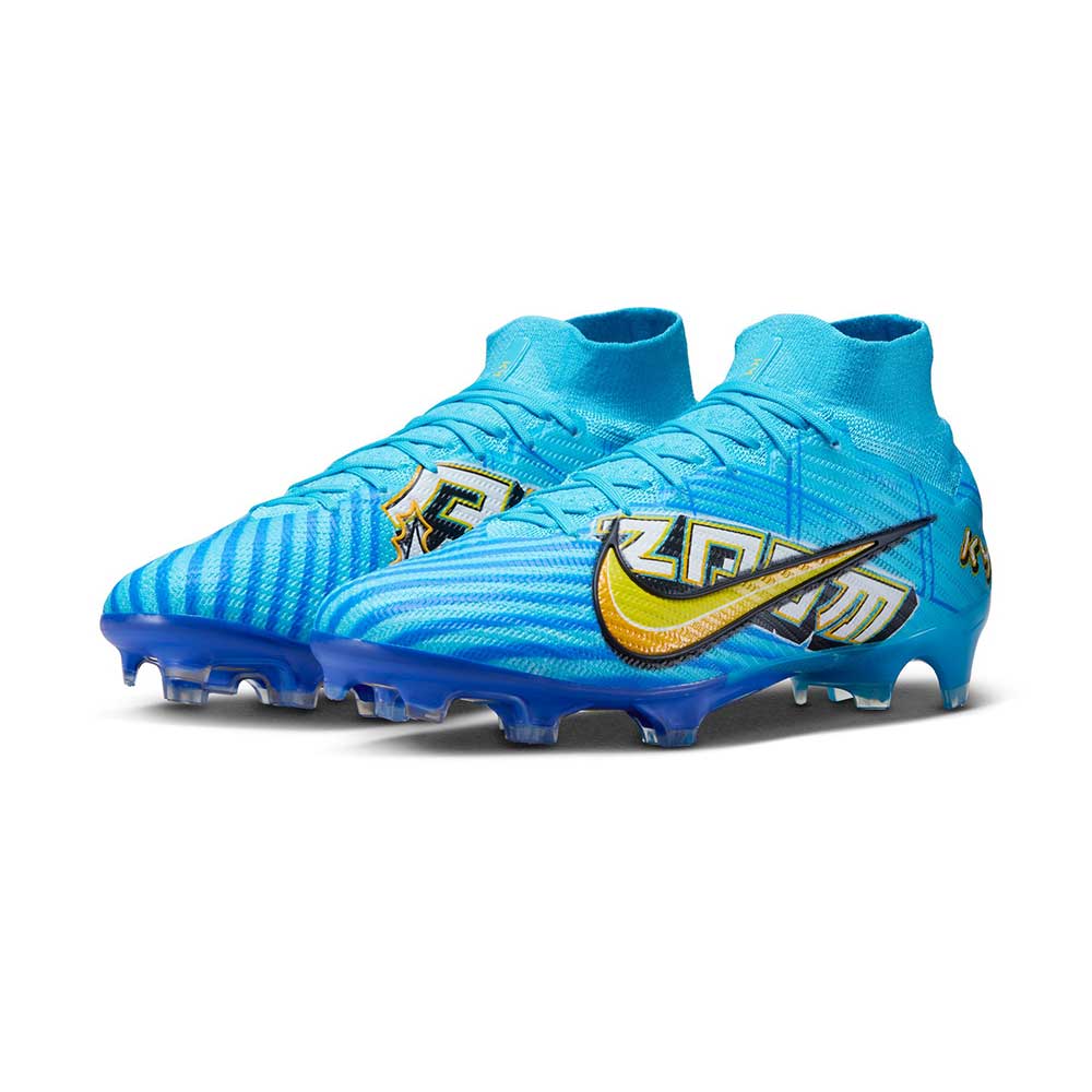 Men's Nike Zoom Mercurial Superfly 9 Elite KM FG Firm-Ground Soccer Cleats - Baltic Blue/White- Regular (D)