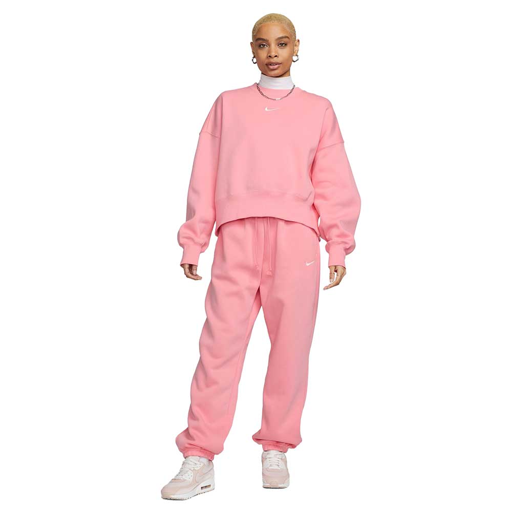Women's Nike Phoenix Fleece Oversized Crew - Coral Chalk