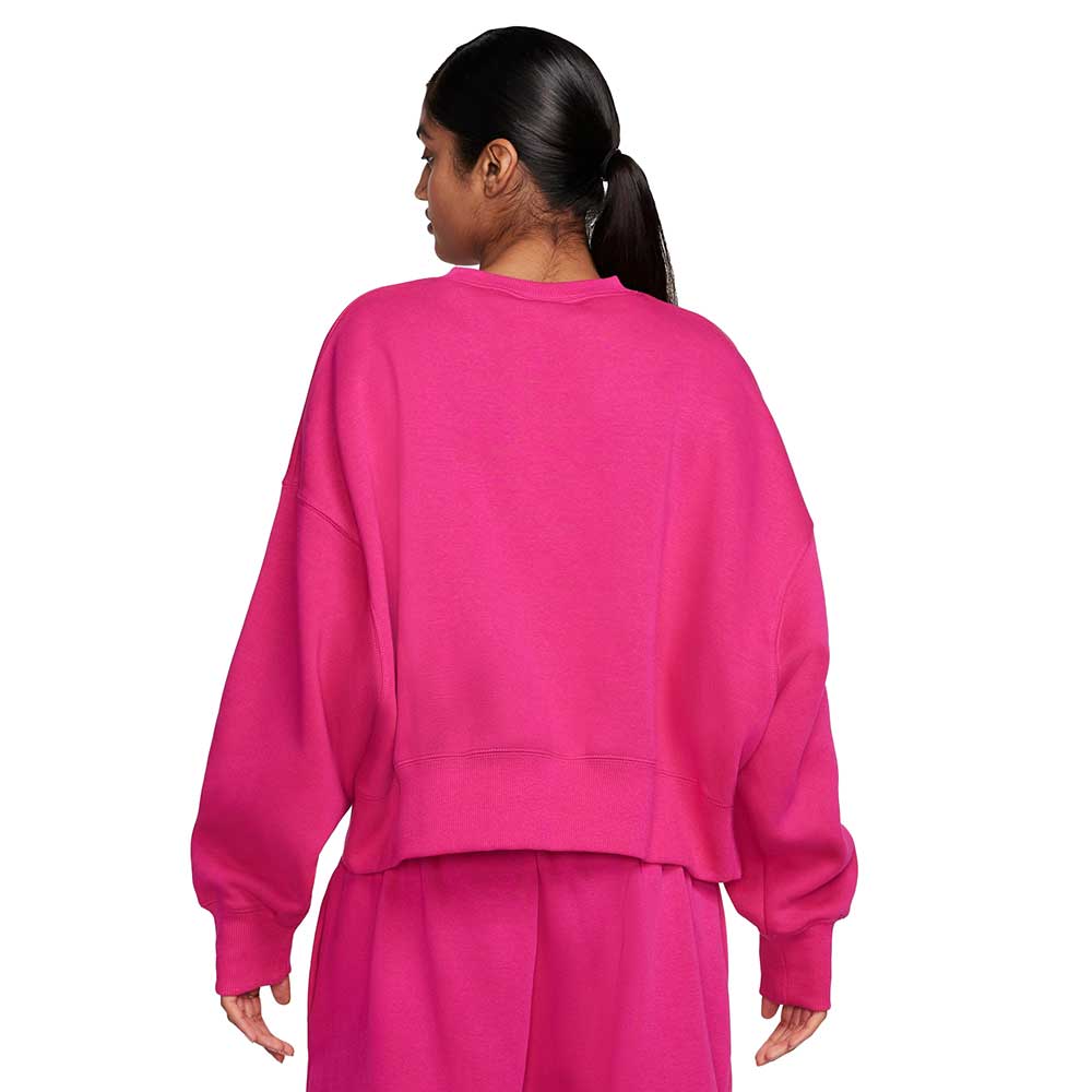 Women's Pheonix Fleece Over-Oversized Crew - Fireberry/Black