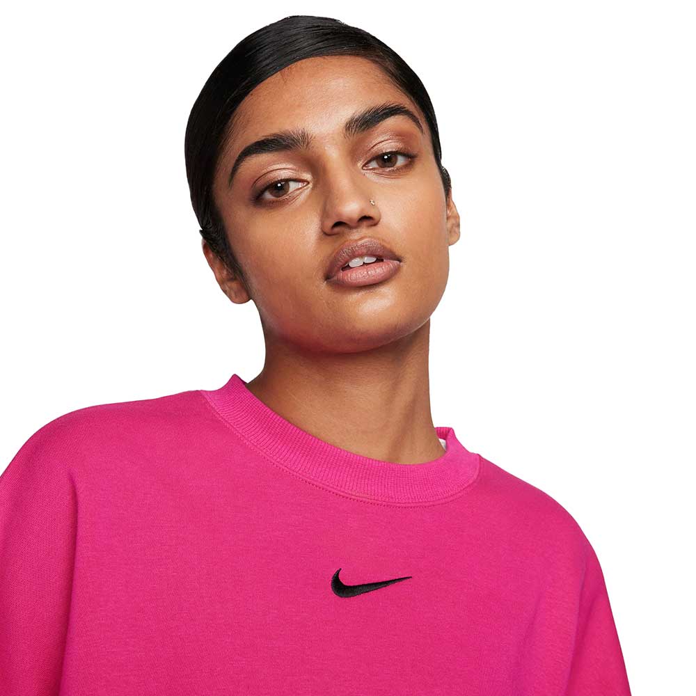Women's Pheonix Fleece Over-Oversized Crew - Fireberry/Black