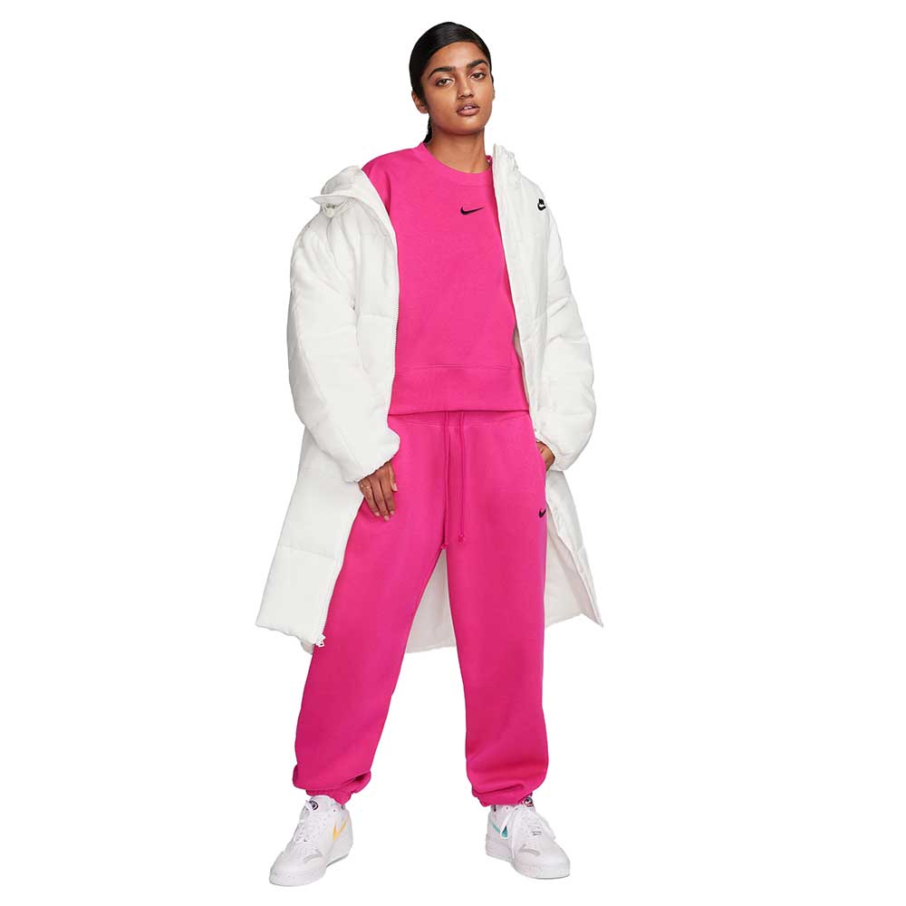 Women's Pheonix Fleece Over-Oversized Crew - Fireberry/Black