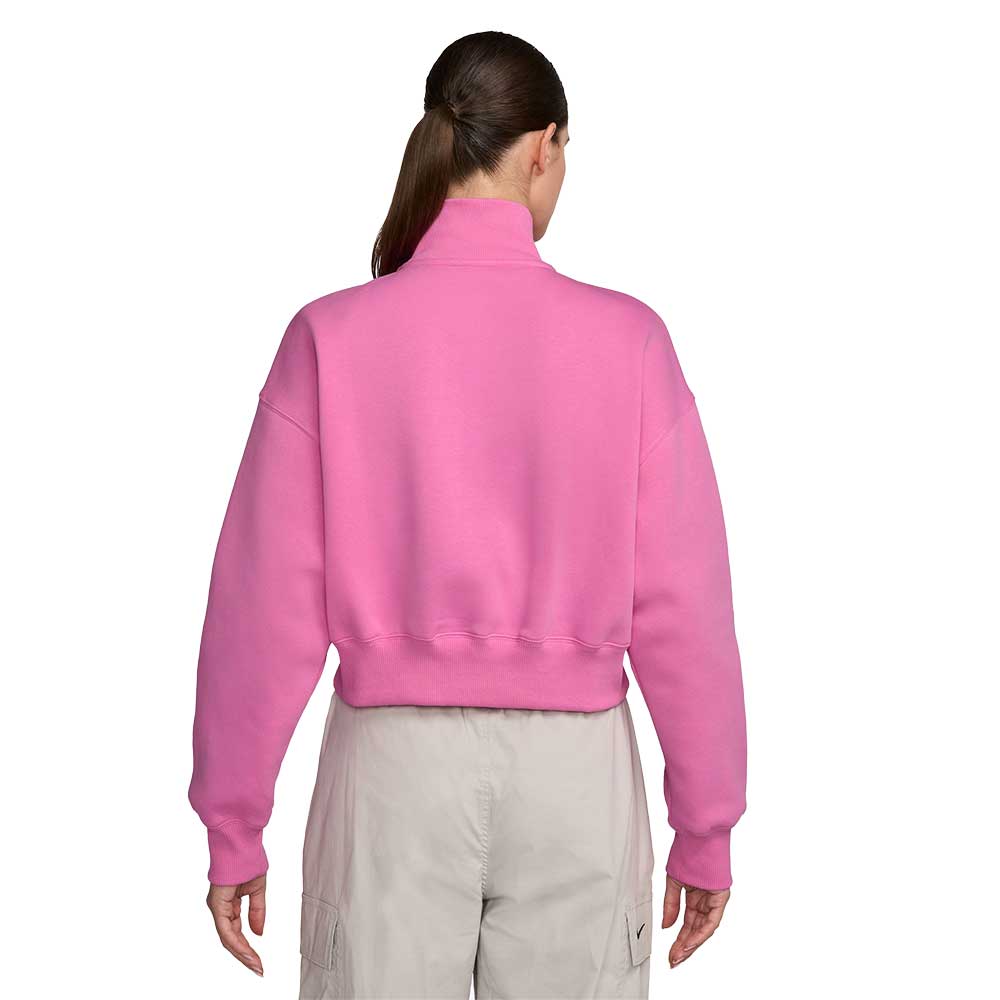 Women's 1/2 Zip Cropped Sweatshirt - Playful Pink