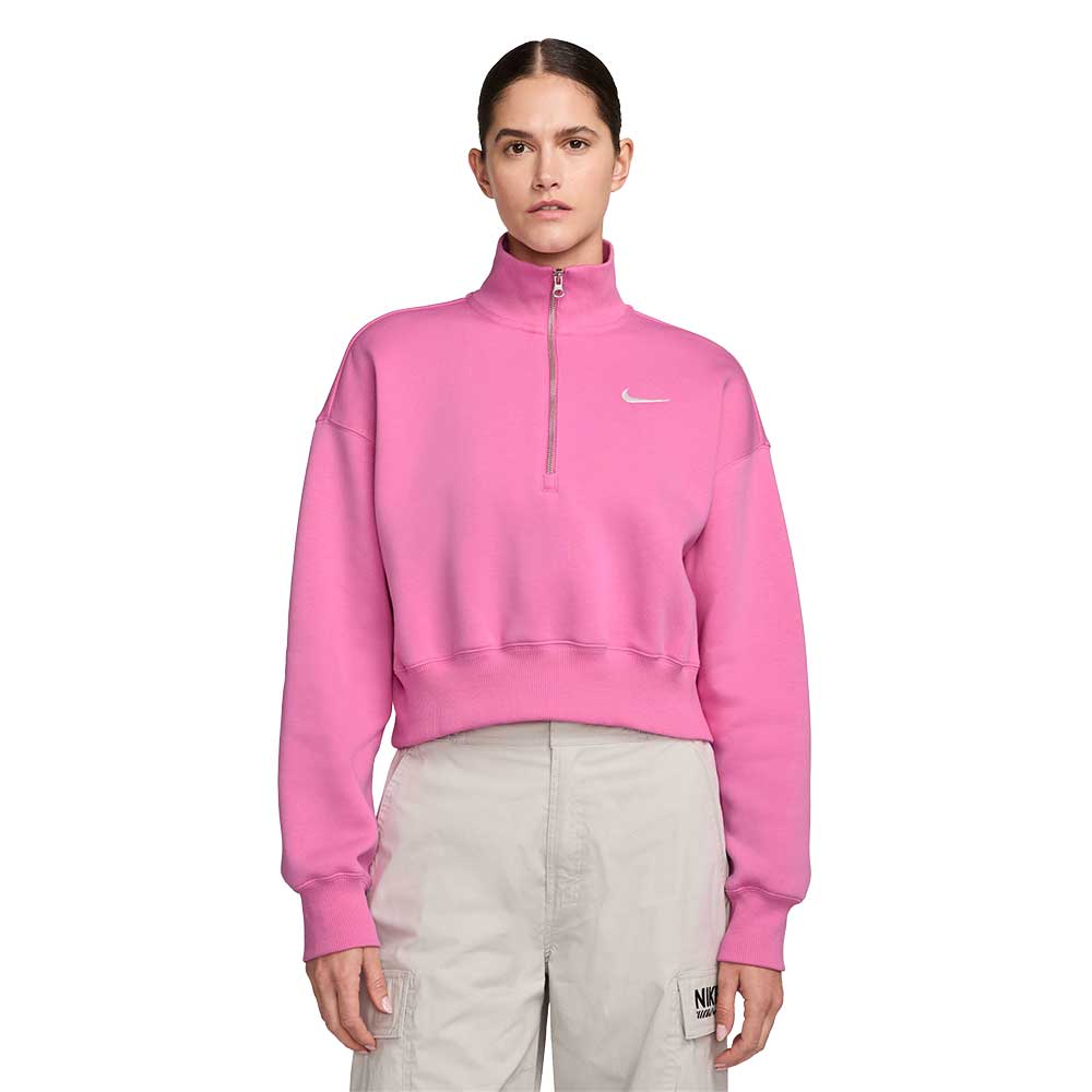 Women's 1/2 Zip Cropped Sweatshirt - Playful Pink