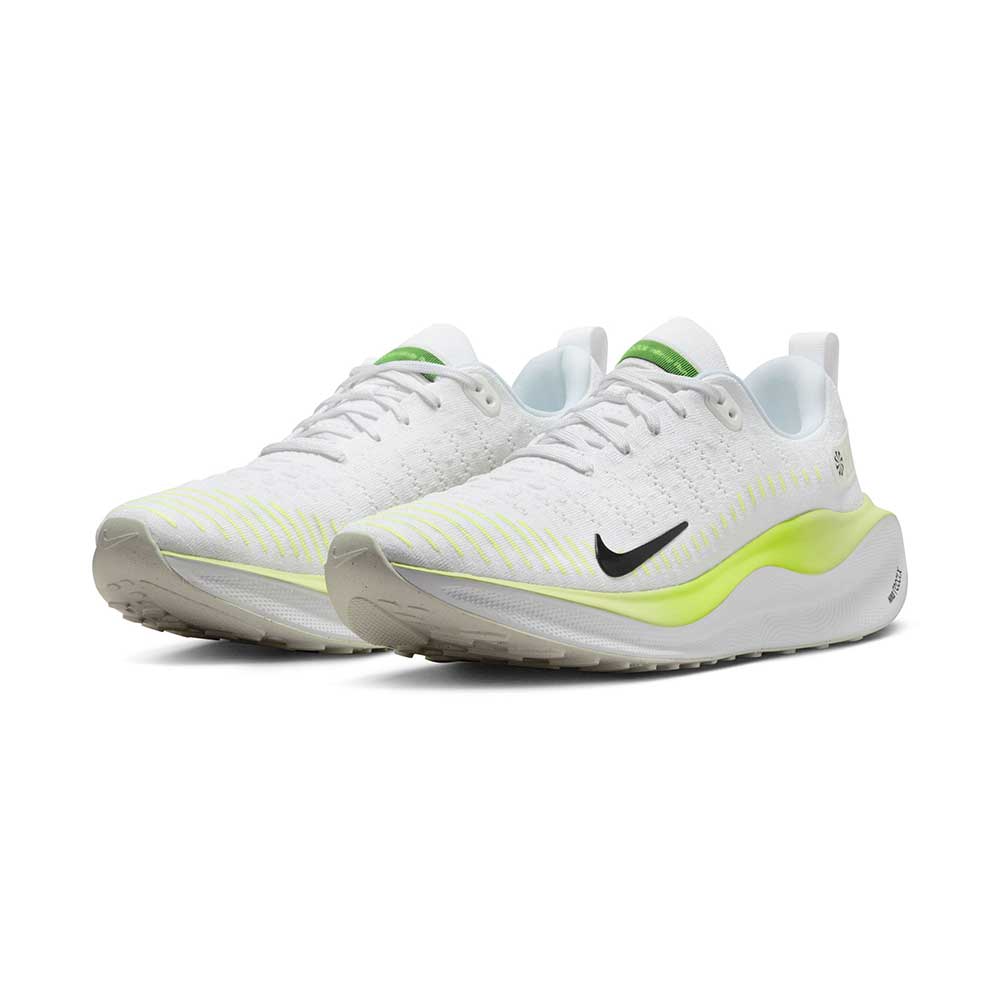 Men's Nike React Infinity Run Flyknit 4 Running Shoe- White/Light Lemon Twist/Volt/Black- Regular (B)