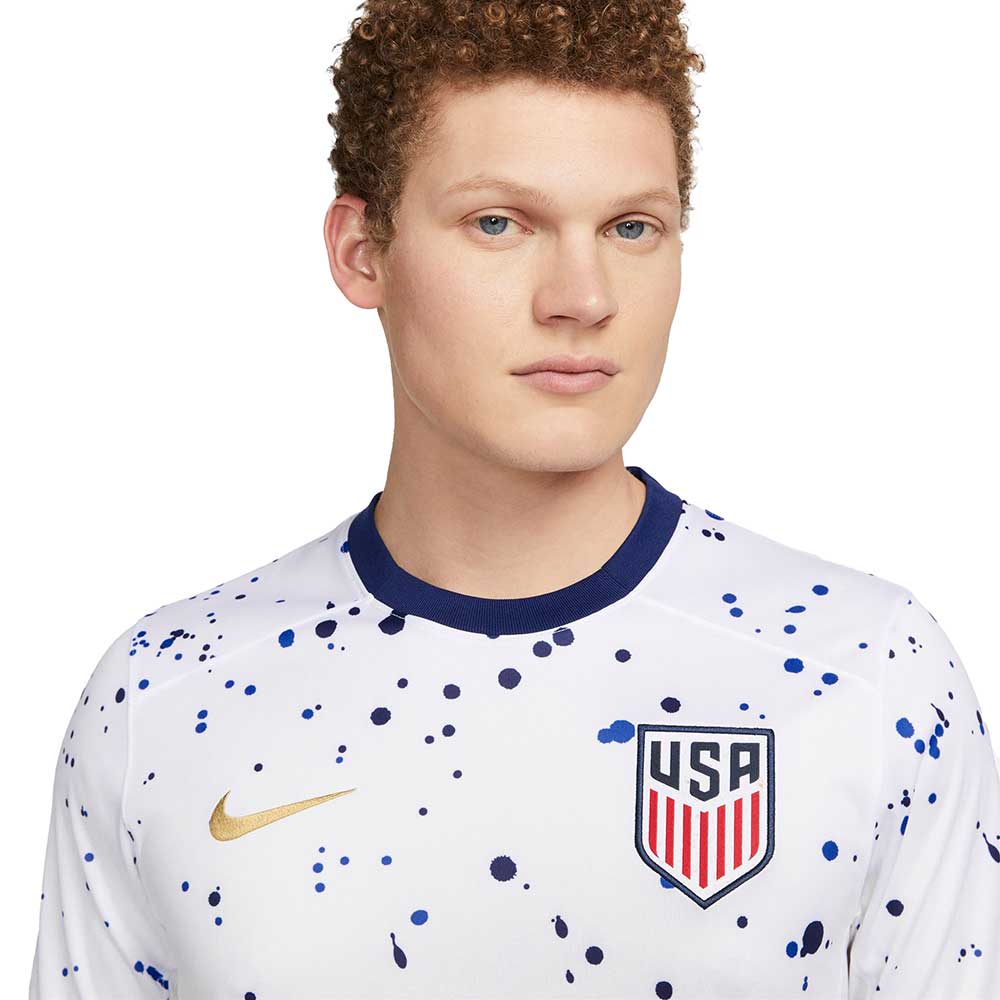 Men's USMNT 2023 Stadium Home Nike Dri-FIT Soccer Jersey - White/Metallic Gold