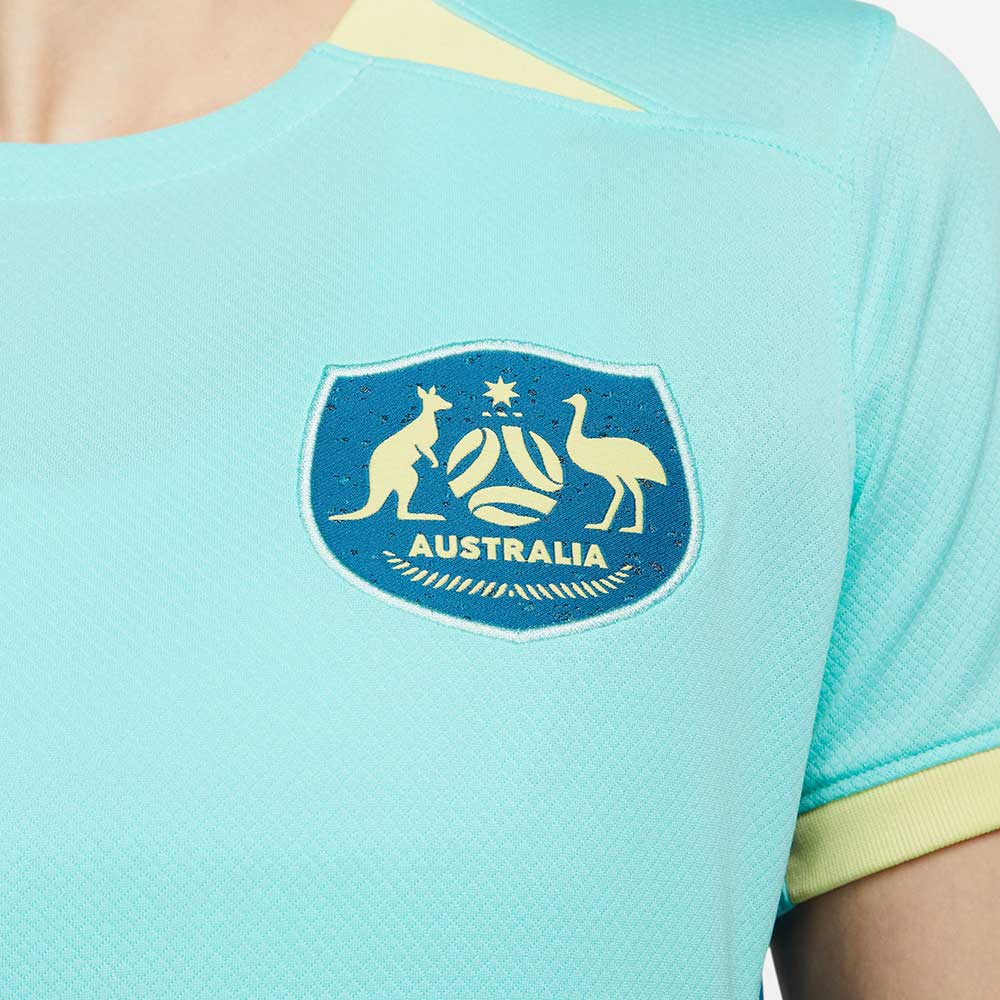 Women's Australia Stadium Away Nike Dri-FIT Soccer Jersey - Hyper Turquoise/Green Abyss/Light Zitron/Green Abyss