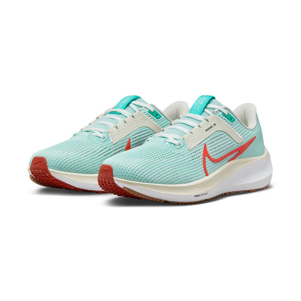 Women's Nike Air Zoom Pegasus 40 Running Shoe - Jade Ice/Picante Red-White-Sea Glass- Regular (B)