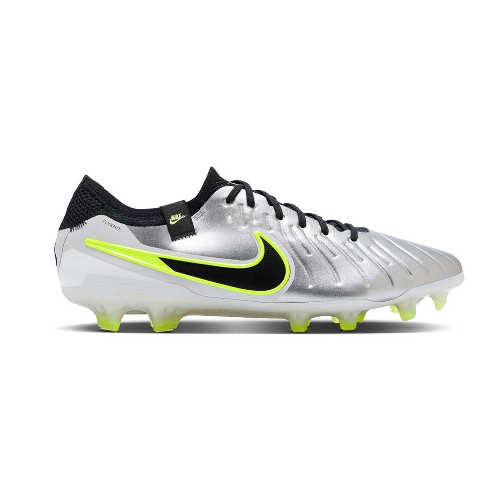 Nike Tiempo Legend 10 Elite FG Soccer Shoe Metallic Silver/Black/Volt Regular (D)