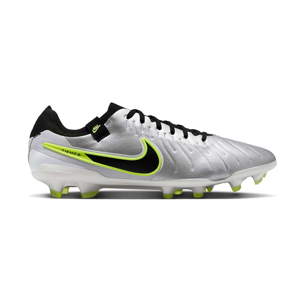 Nike Tiempo Legend 10 Pro FG Soccer Cleat Metallic Silver/Black/Volt Regular (D)