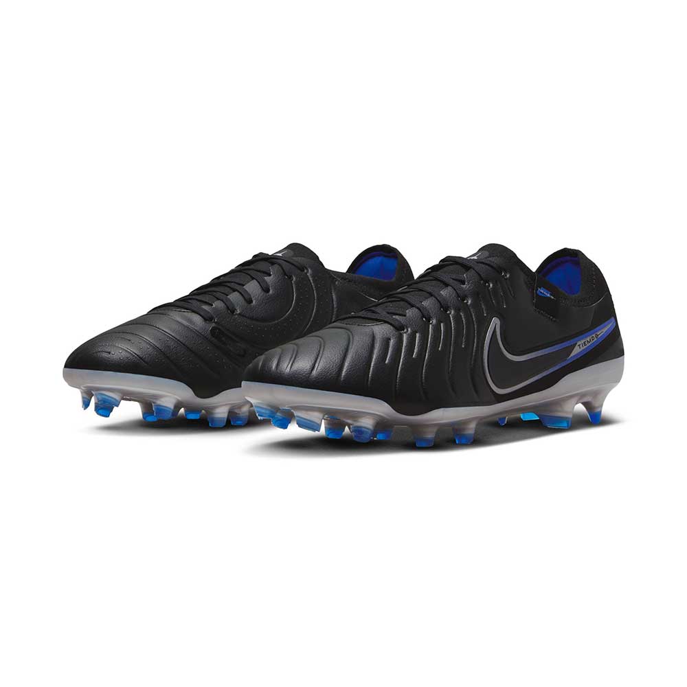 Unisex Nike Tiempo Legend 10 Pro Firm Ground Soccer Shoe - Black/Chrome-Hyper Blue - Regular (D)