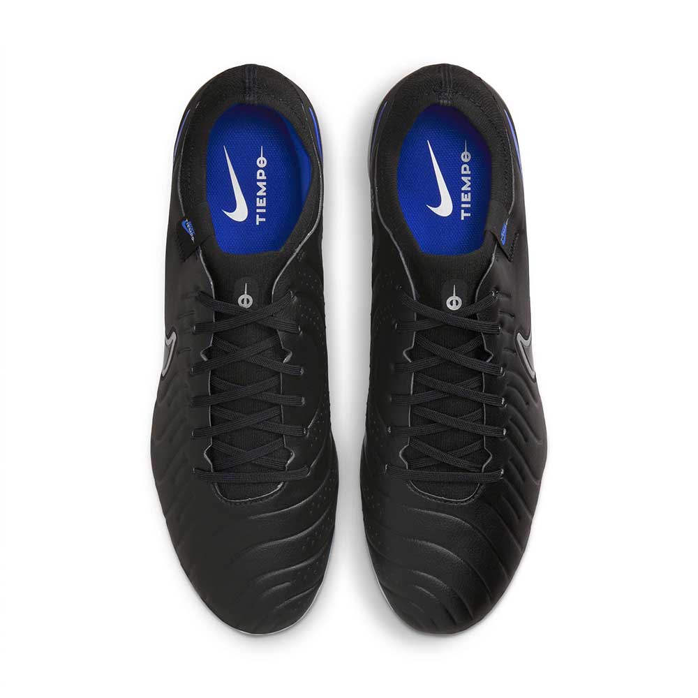 Unisex Nike Tiempo Legend 10 Pro Firm Ground Soccer Shoe - Black/Chrome-Hyper Blue - Regular (D)