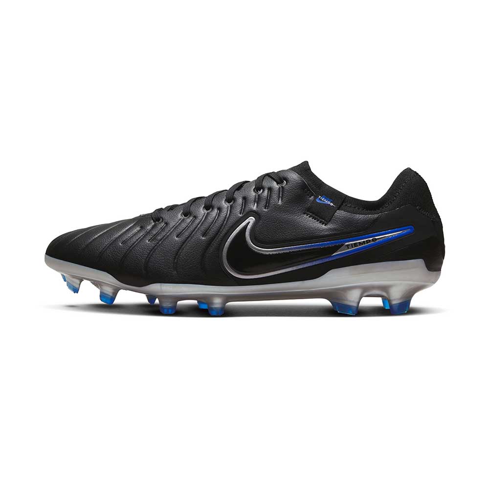 Unisex Nike Tiempo Legend 10 Pro Firm Ground Soccer Shoe - Black/Chrome-Hyper Blue - Regular (D)