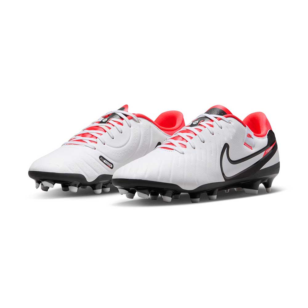 Nike Tiempo Legend 10 Academy MG Soccer Cleat - White/Black-Bright Crimson- Regular (D)