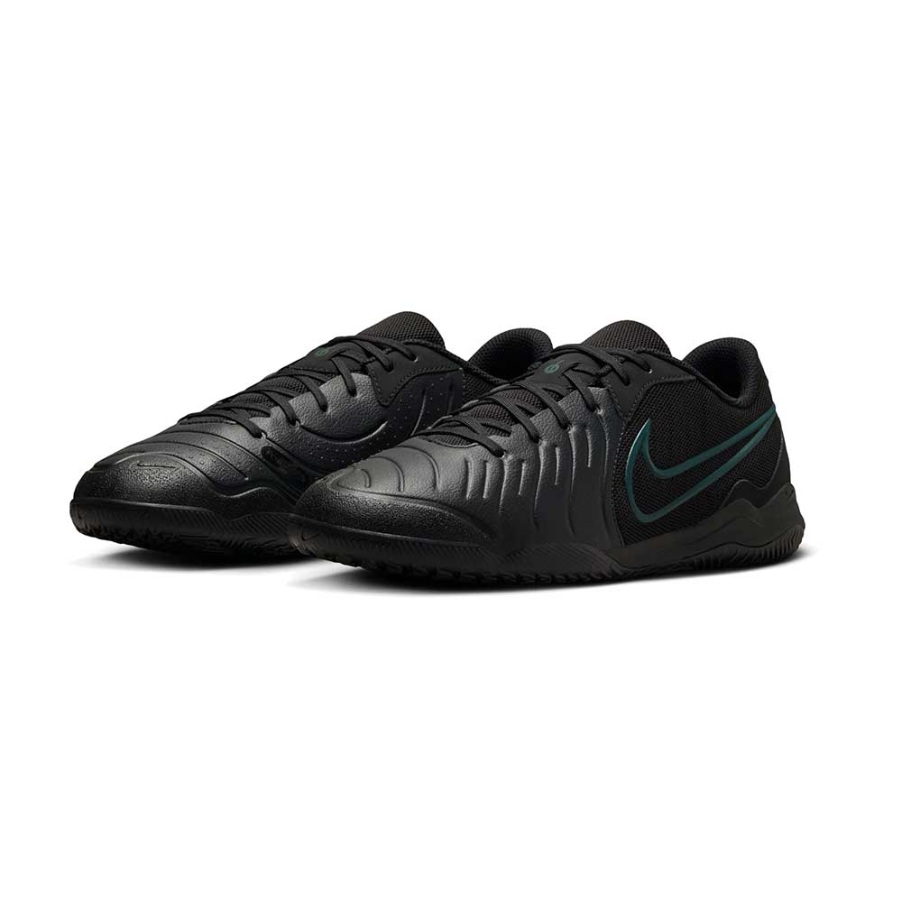Nike Tiempo Legend 10 Academy Indoor/Court Low-Top Soccer Shoes - Black/Black/Deep Jungle - Regular (D)