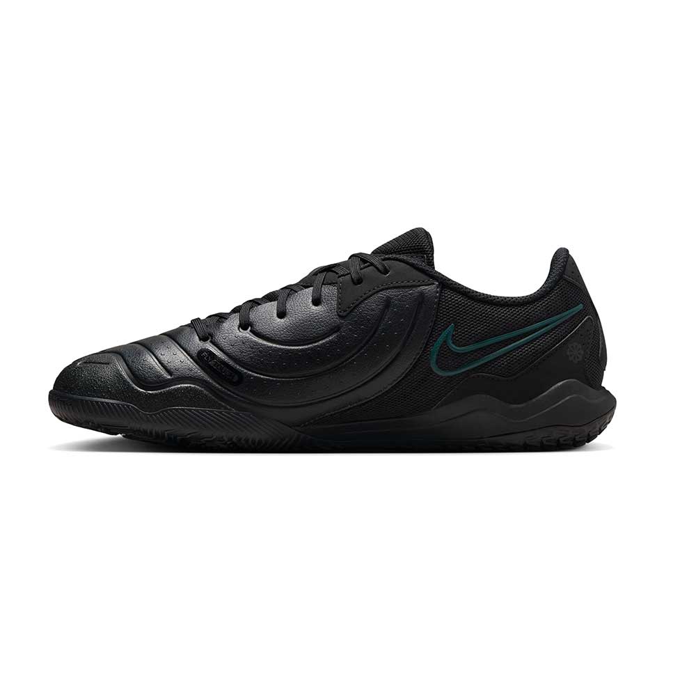 Nike Tiempo Legend 10 Academy Indoor/Court Low-Top Soccer Shoes - Black/Black/Deep Jungle - Regular (D)