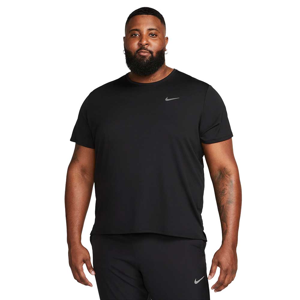 Men s Nike Miler Men s Dri FIT UV Short Sleeve Running Top Black Gazelle Sports