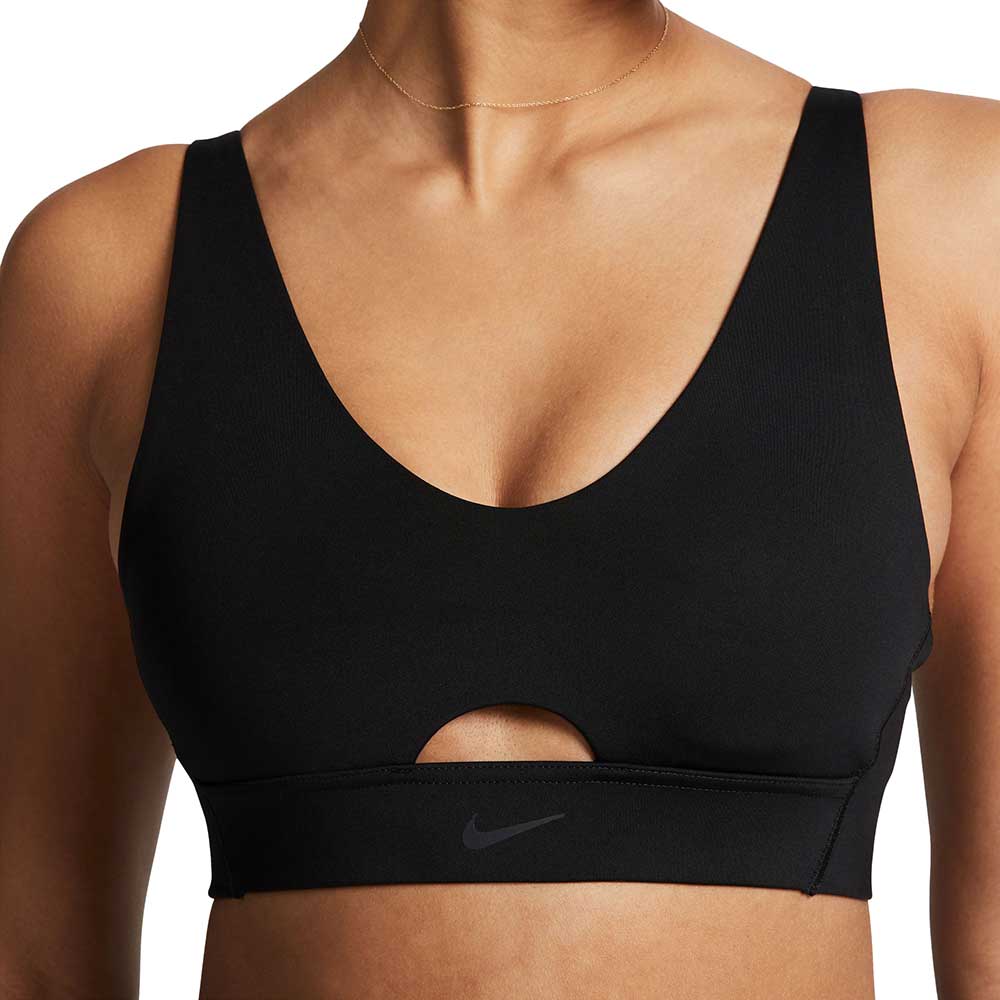 Women's Nike Indy Plunge Cutout Bra - Black/Dark Smoke Grey