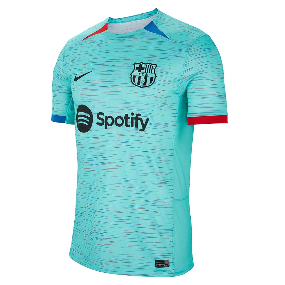 Men's FC Barcelona Dri-FIT Stadium 3rd Short Sleeve Jersey - Light Aqua/Royal Blue/Black