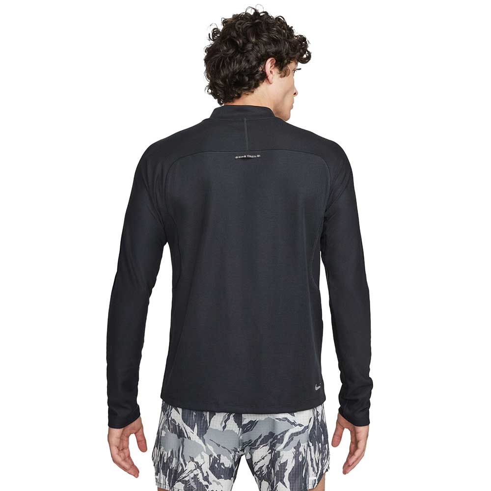 Men's Dri-FIT Long Sleeve Running Top - Black/Black/White