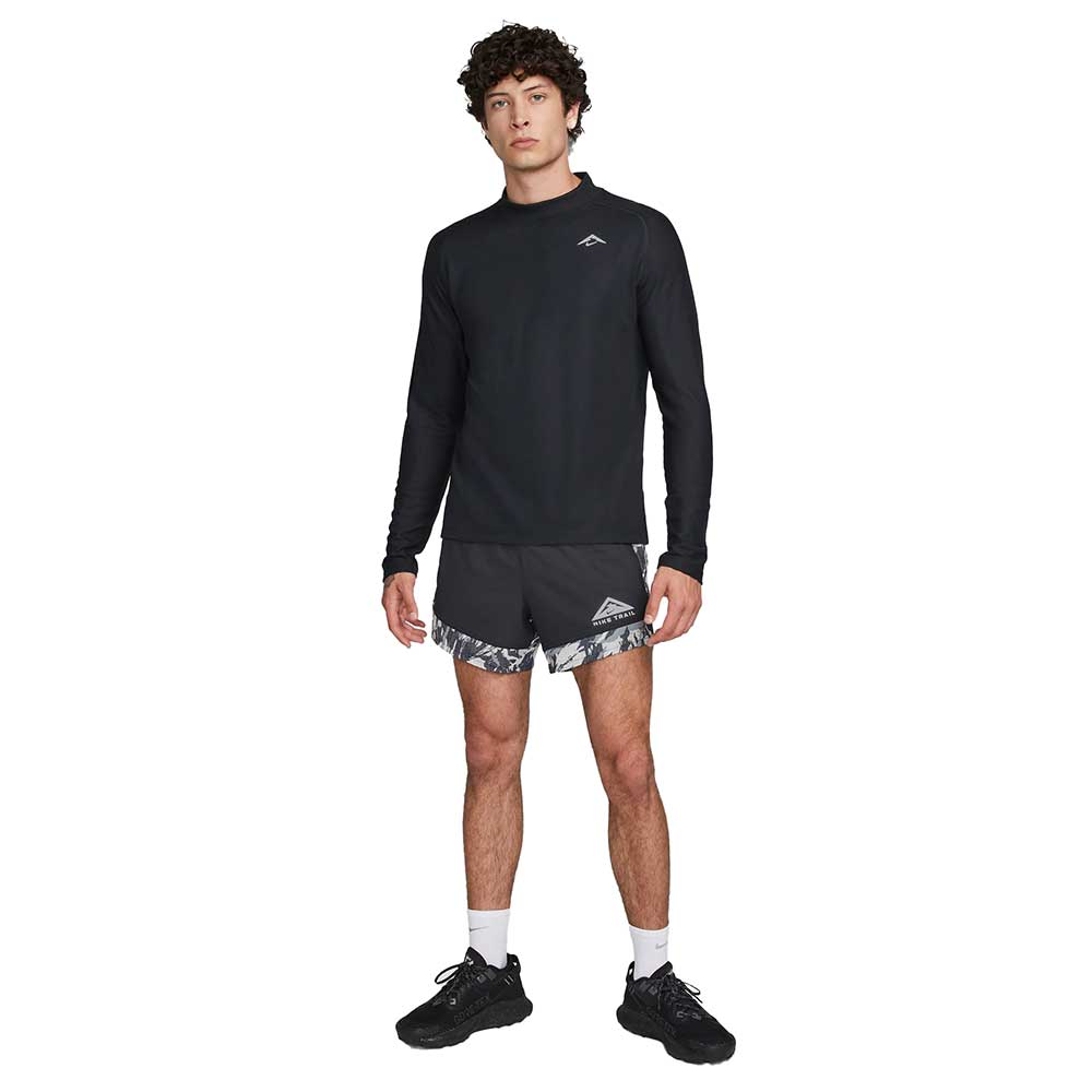 Men's Dri-FIT Long Sleeve Running Top - Black/Black/White