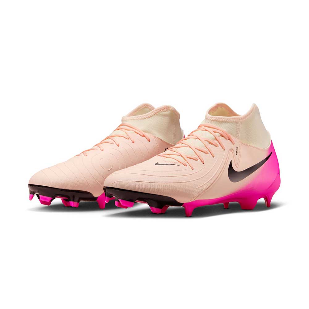 Nike Phantom Luna 2 Academy MG High-Top Soccer Cleats - Crimson Tint/Pink Blast/Black- Regular (D)