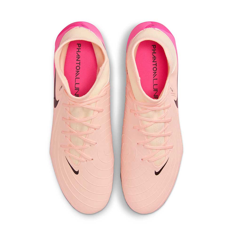 Nike Phantom Luna 2 Academy MG High-Top Soccer Cleats - Crimson Tint/Pink Blast/Black- Regular (D)