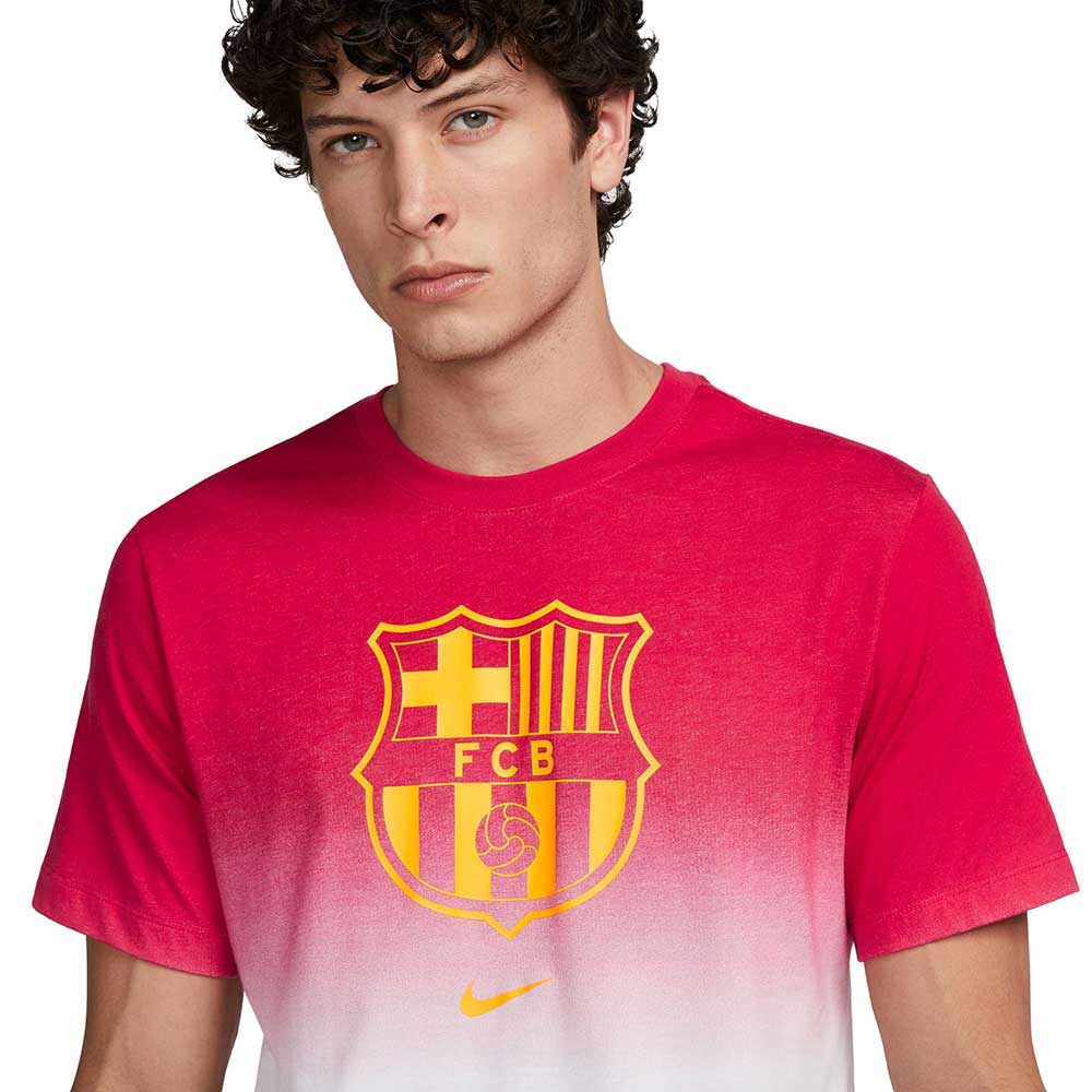 Men's FC Barcelona Crest Tee - White/Noble Red/Deep Royal Blue/Amarillo
