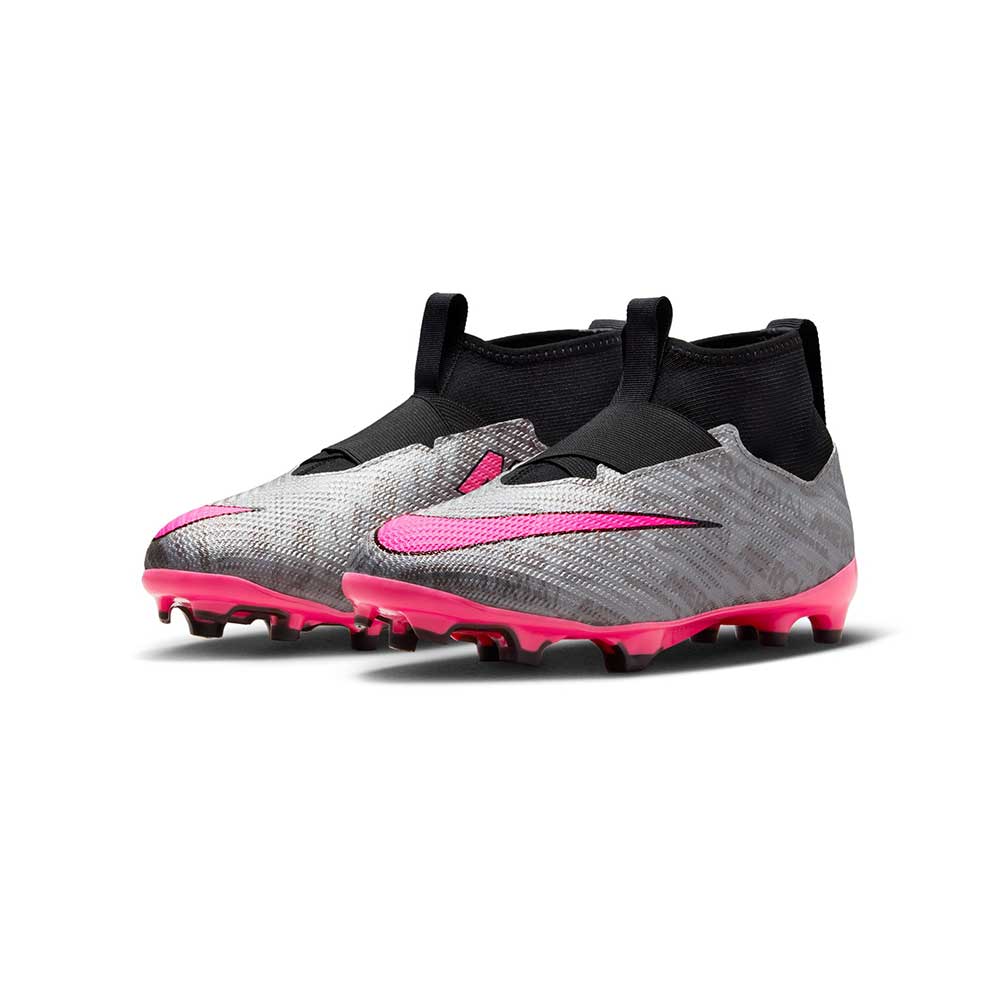 Youth Nike Jr. Zoom Mercurial Superfly 9 Pro XXV FG Soccer Cleats - Metallic Silver/Hyper Pink - Regular (D)