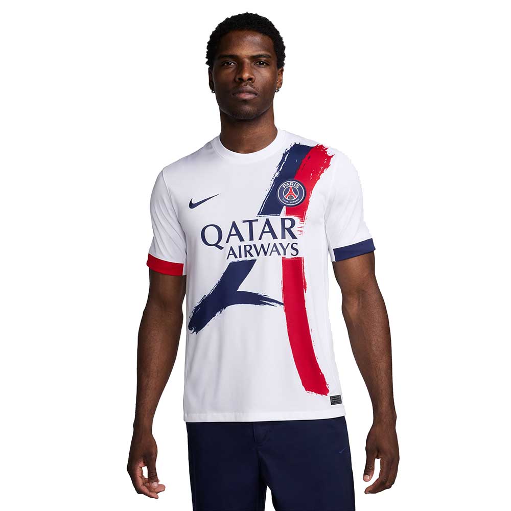 Men's Paris Saint-Germain 2024/25 Stadium Away Nike Dri-FIT Soccer Replica Jersey - White/Midnight Navy