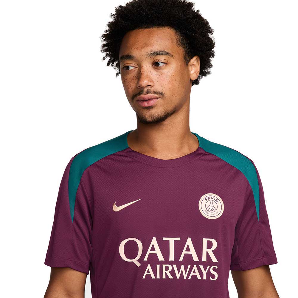 Men's PSG DF Strike Short Sleeve Top - Bordeaux/Bordeaux/Geode Teal