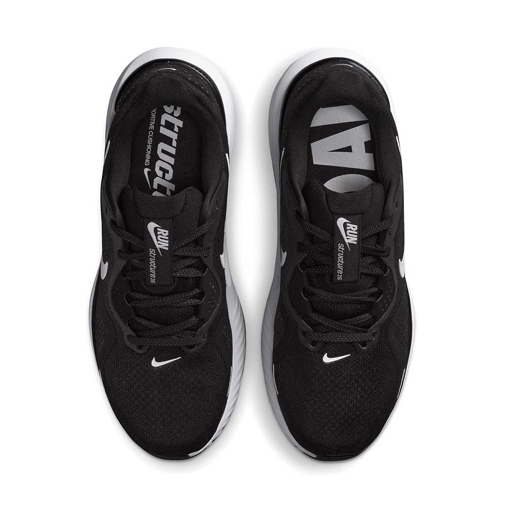 Women's Nike Structure 26 Running Shoe - Black/White/Cool Grey/Metallic Silver - Regular (B)