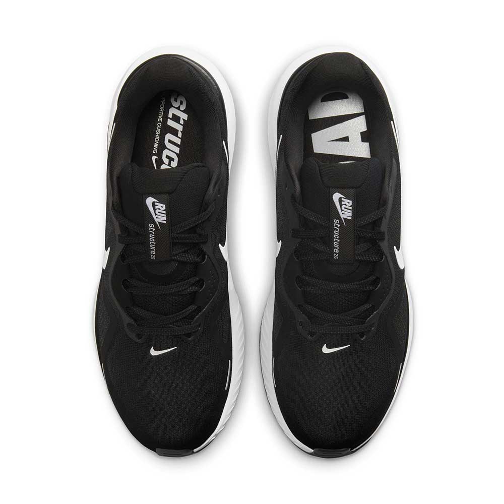 Men's Nike Structure 26 Running Shoe - Black/White/Cool Grey/Metallic Silver - Regular (D)