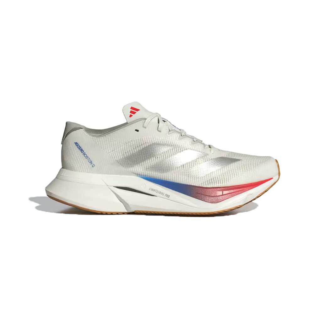 Women's Adizero Boston 12 Running Shoe Core White/Matte Silver/Pure Ruby Regular (B)