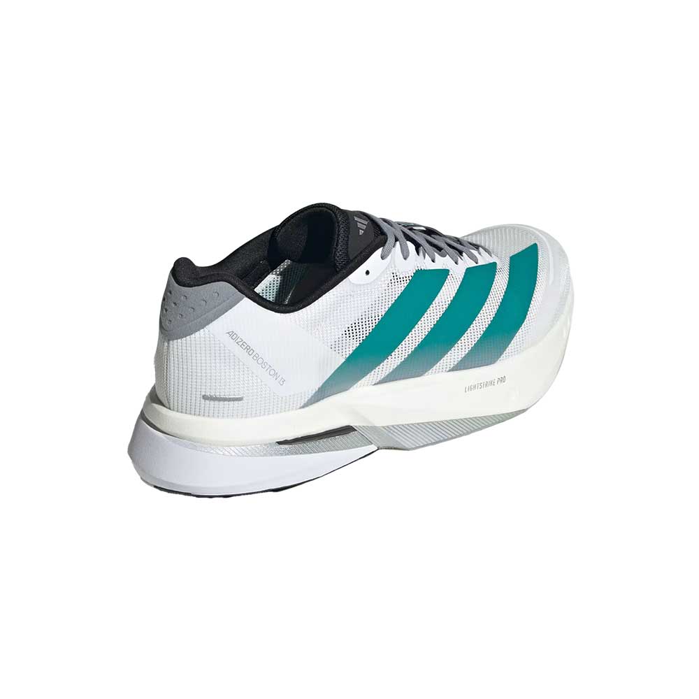 Men's Boston 13 Running Shoe - Ftwr White/Pure Teal/Grey - Regular (D)