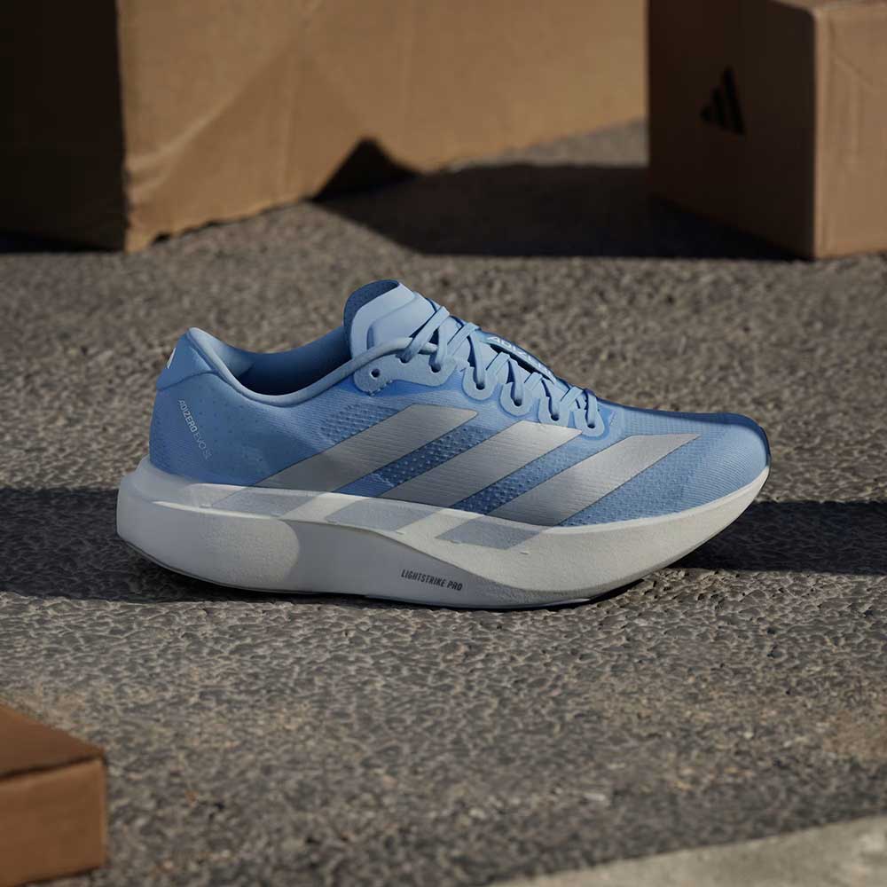 Women's Adizero Evo SL Running Shoe - Glow Blue/Silver Metallic/Cloud White