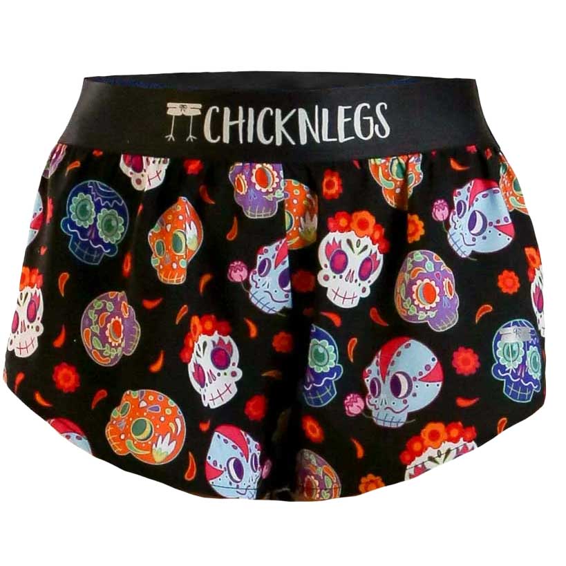 Women's Sugar Skulls 1.5" Split Shorts - Sugar Skulls