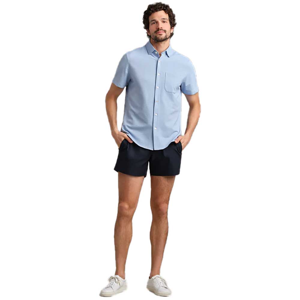 Men's Commuter Seersucker Short Sleeve Button Down - Light Blue