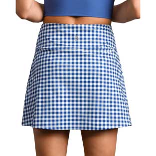 Women's Course To Court Skort 16" - Deep Sea Blue Gingham