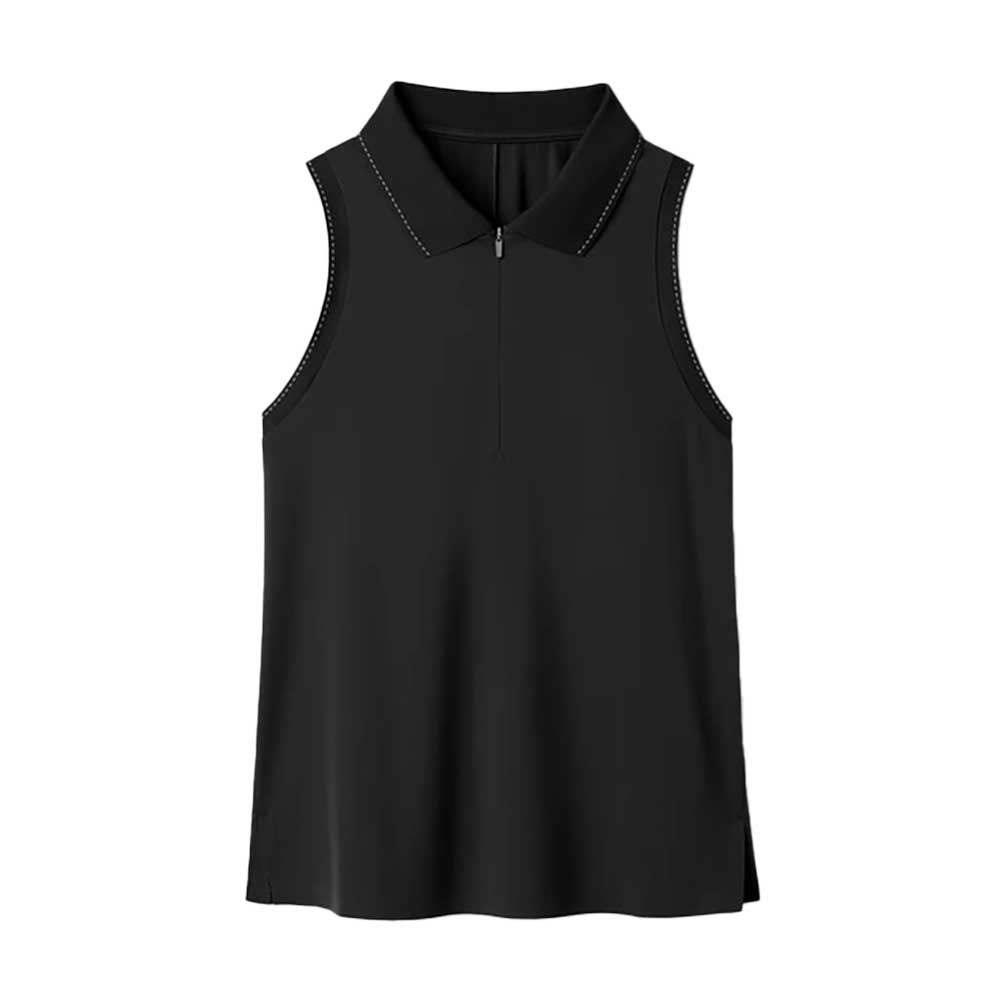 Women's Course to Court Sleeveless Polo - Black